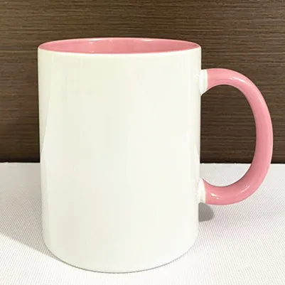 AI-MICH 11 Oz Two Tone Coated Sublimation Ceramic Printed Mug Oem Mug With Blue Inner and Handle