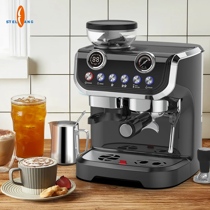 Professional Pull Flower Steam Automatic Bean to Cup Brewing Unit Espresso Machine Commercial