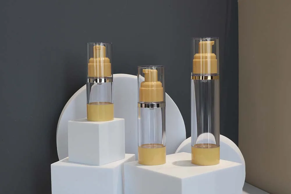 High quality cosmetic packing bottles airless bottle pump cylinder unique refill glass airless bottle