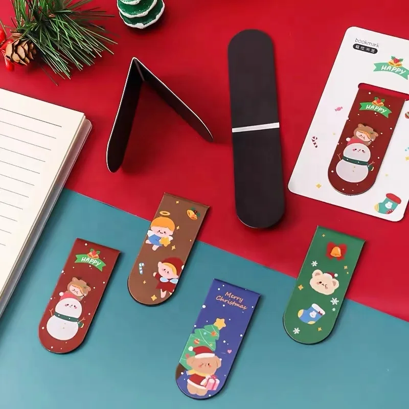 Cute design Merry Christmas Themed Magnet Page Markers Multi Patterns Magnetic Page clip Book Markers
