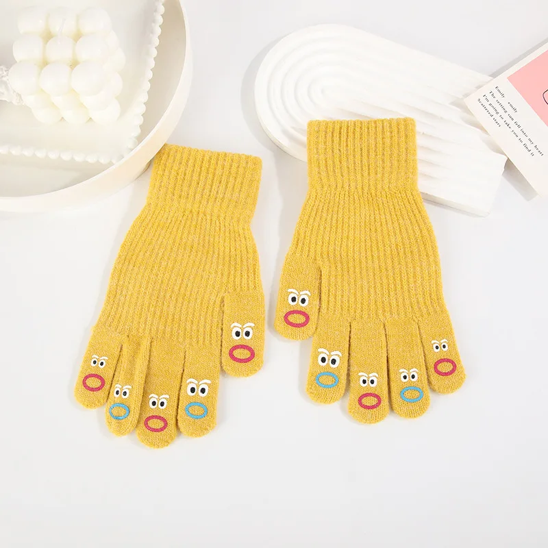 Kids Cute Cartoon Knitted Stretch Mittens Multi-color Soft Warm Acrylic Gloves Animal Pattern Magic Winter Gloves