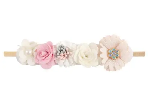 Hot selling artificial flower rhinestone pearl baby headband for girls