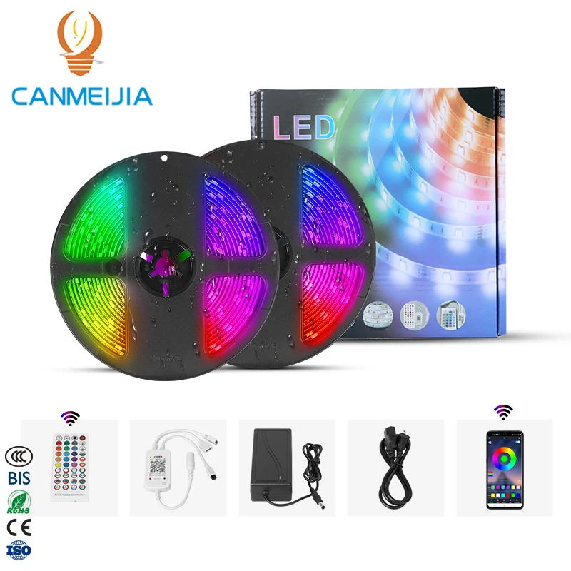  12V 2835 10 м изменяюща цвет Тира ламп Colores Wi-Fi полосы света водонепроницаемый Led светодиодные цветных (Rgb) светодиодных