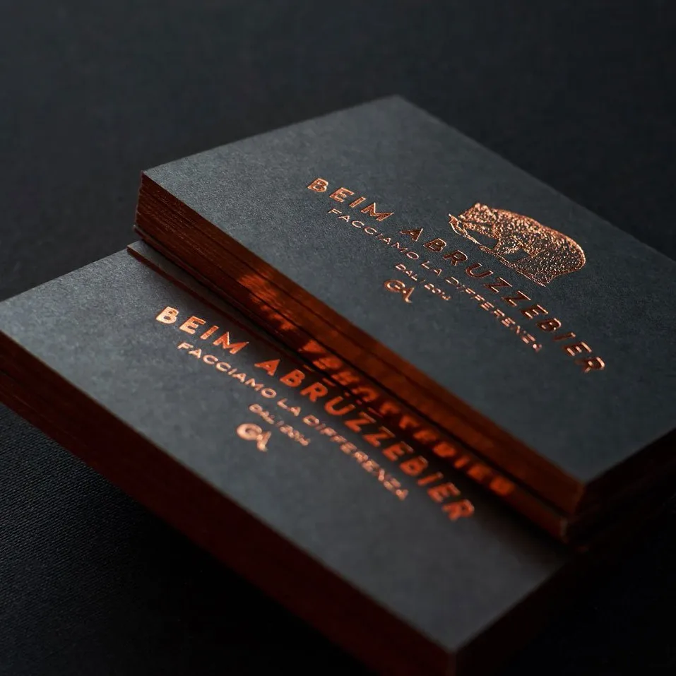 Luxury Business Card grey black cardboard Metal Business Thank You Card Gold Foil Embossed Custom Business Cards