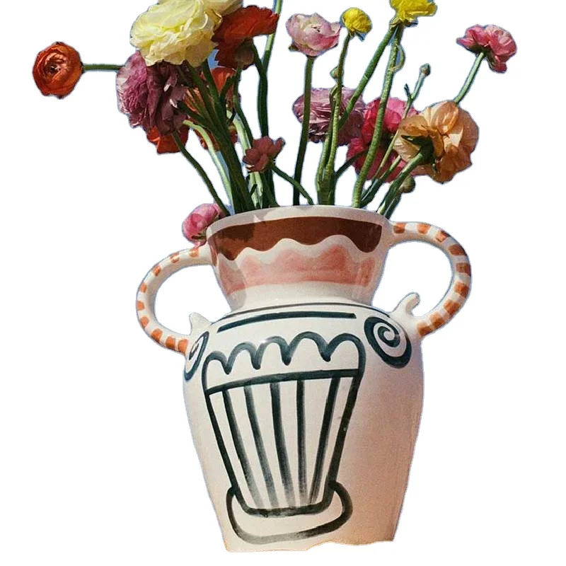 Ручная роспись керамическая ваза для цветов декора дома и официоза