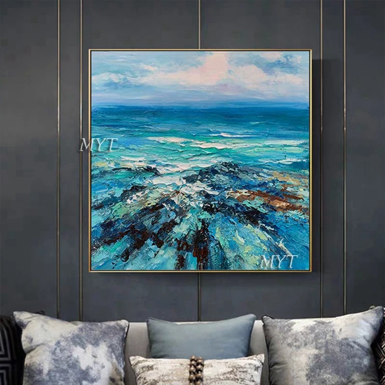 
New Arrival Acrylic Wall Art Decor Artwork And Craft Hand-painted Oil Painting Sea Wave 
