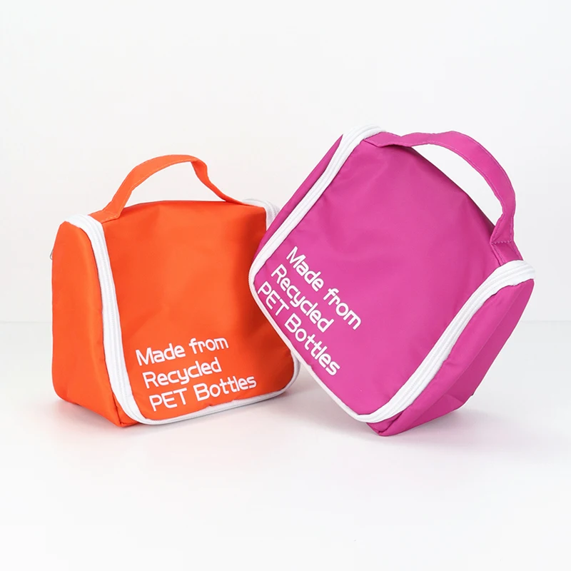 Пользовательские эко переработанные Стиральные Сумки RPET Полиэстер дорожные туалетные принадлежности сумка с подвесным крючком