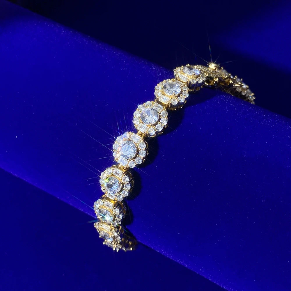 9.5mm Button Rock Sugar Chain Micro-Inset Zircon Round Diamond Personality Hipster Hip Hop Cuban Link chain Bracelet