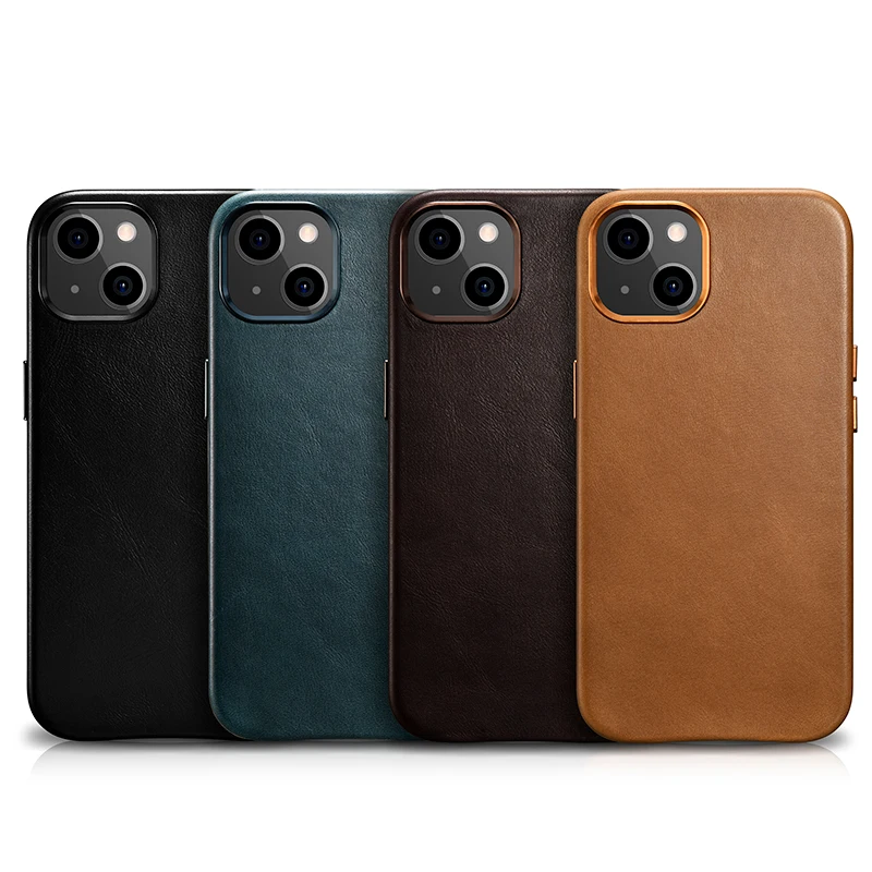 2021 New Cellphone Protective Case Genuine Leather Mobile Phone Back Cover Case for iPhone 13 Mini