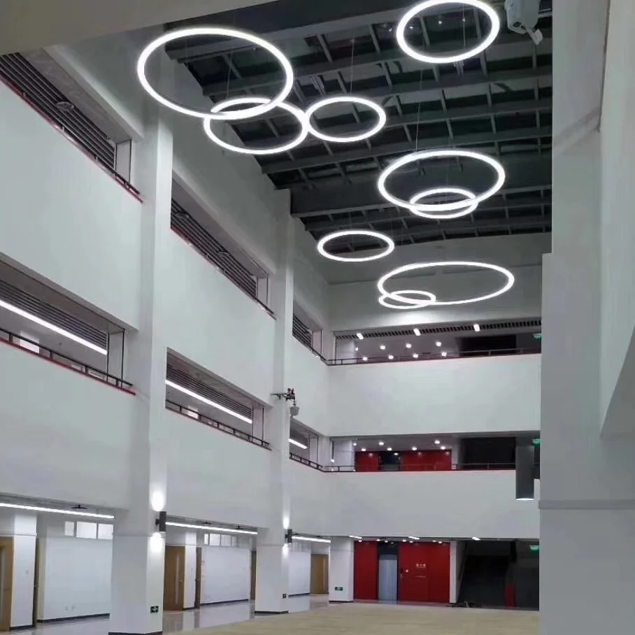 aluminum profile big size arc custom ring curved pendant light circle hanging led circular linear light for ceiling round light