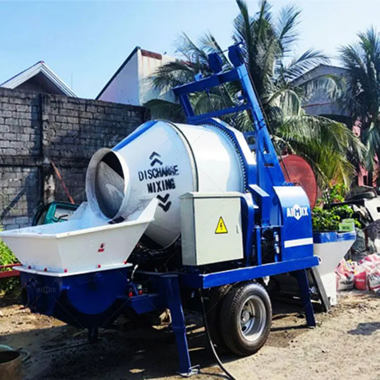 Trailer Small Concrete Mixer And Concrete Pump Together