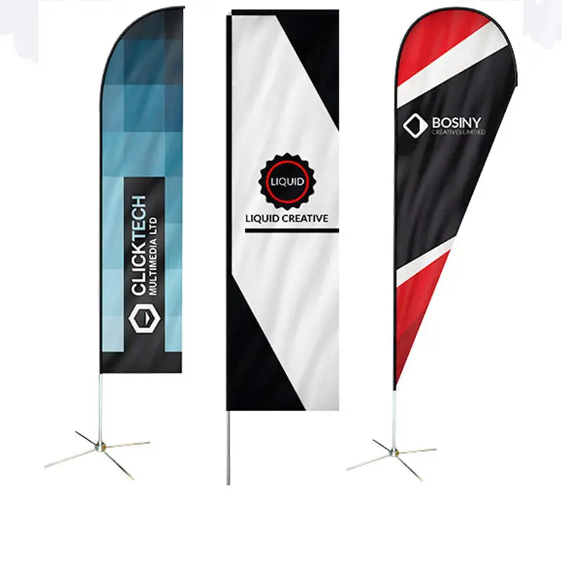 Huiyi Fashion Custom Design Cheap Advertising Promotional Polyester Tear Drop Feather Banners Flag For Sale