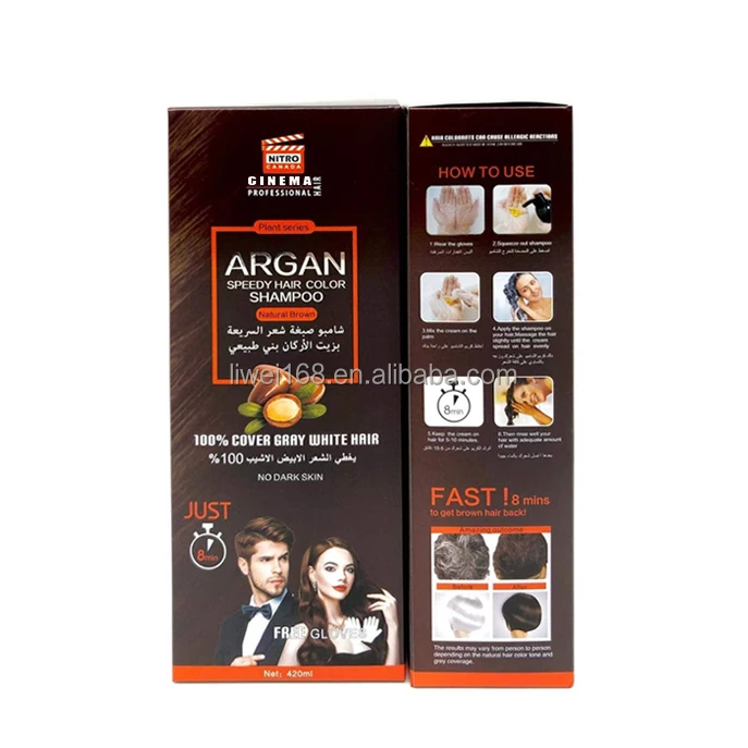 Hair Dye Shampoo Magic Argan Speedy Hair Color Shampoo Wholesale Herbal Brown OEM ODM Permanent Black Hair Shampoo for Man 