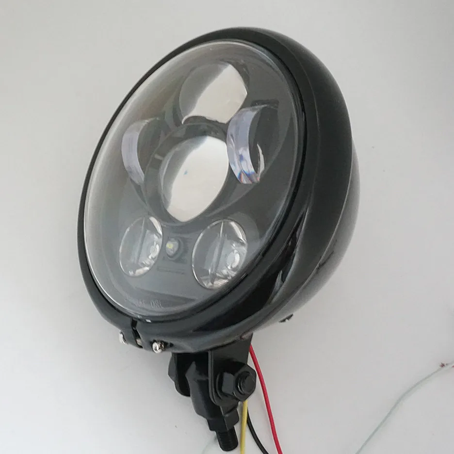 Vintage Black Motorcycle LED Headlight for Harley Custom Bikes