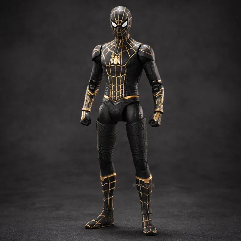 zd toys original genuine Marvel Spider Man-No Way Home Black and Gold Spider-Man 1/10 action figures movable joints 18cm 7 in