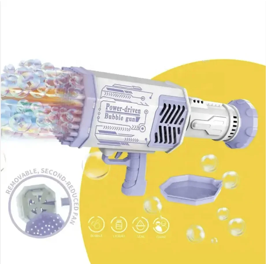 Popular New Electrical Summer Soap Water Blower Machine Rocket 69 Holes Gun Toy Bubble Bazooka Outdoor Toys For Children