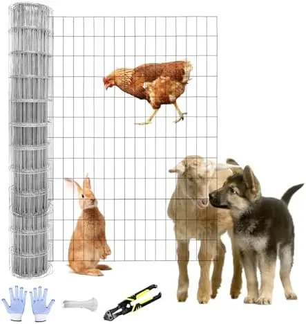 3D Model Hot Dip Galvanized Grassland Wire Mesh Fence Metal Coated Rail Trellis with Wood Frame Fencing Gate for Cattle Sheep