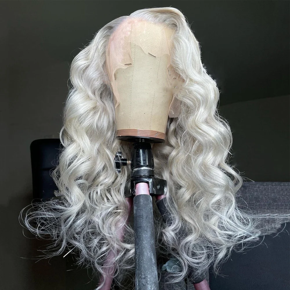 Snow White Full Lace Human Hair Wigs HD Loose Deep Wave Platinum Blonde 13x6 Lace Front Wig Virgin Human Hair