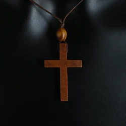 MX002 Cross necklace Jesus Christ pendant choker natural wood necklace wholesale amulet Short Long Chain Jewelry For Women