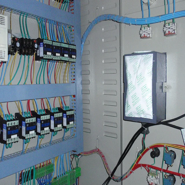 Rustoper VCI powder pouch protects electronic devices and metal circuits in running electrical cabinet from corrosion and rust