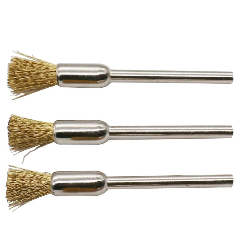 3mm handle diameter mini stainless steel copper wire brush Bowl Cup and brush T-type brush rust polishing grinding head