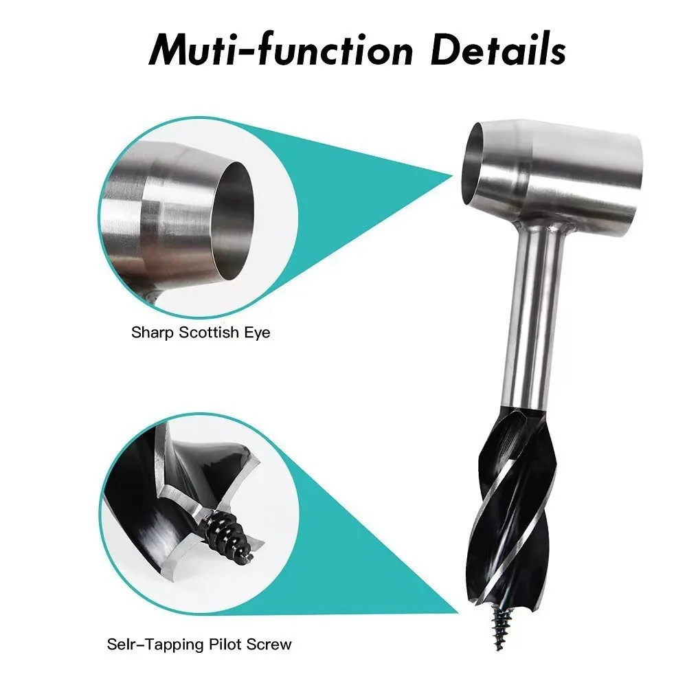 Manual Auger Drill,Multipurpose Cut Drill Survival Tools  for Outdoor/Camping/Peg Hole Maker Bushcraft