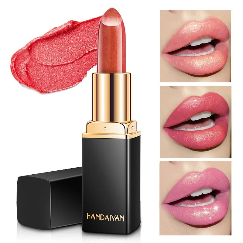 HANDAIYAN Shiny Metallic Pearl Color Change Warm Change Lipstick Gilt Lipstick