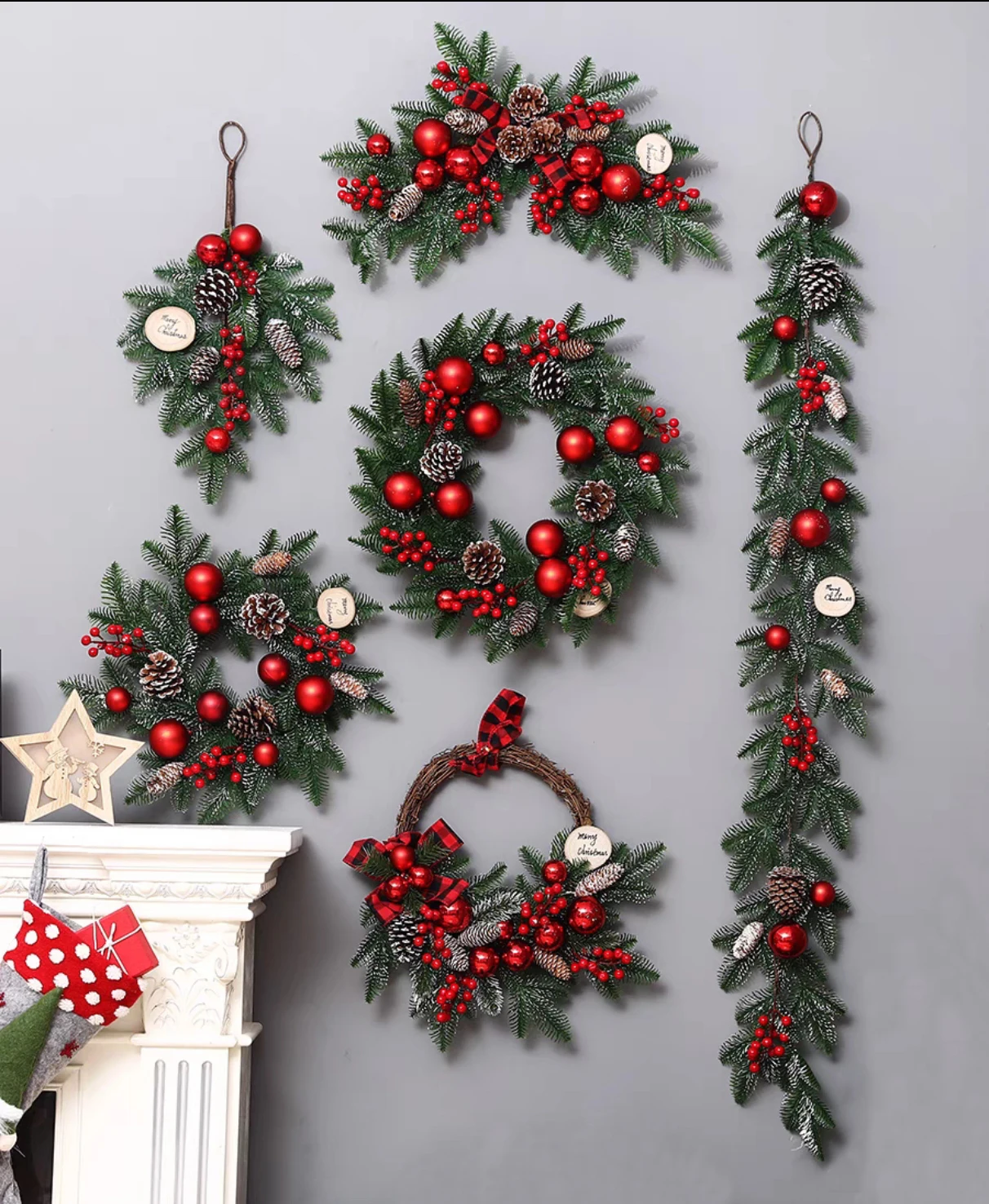 40cm Diameter Decorated Luxury Eco friendly PE Christmas Wreath