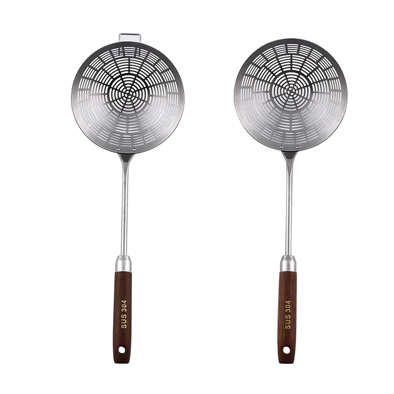Wholesale Metal Stainless Steel 304 Wire Strainer Skimmer Ladle with Slotted Oil Strainer Net Spoon for Cooking set