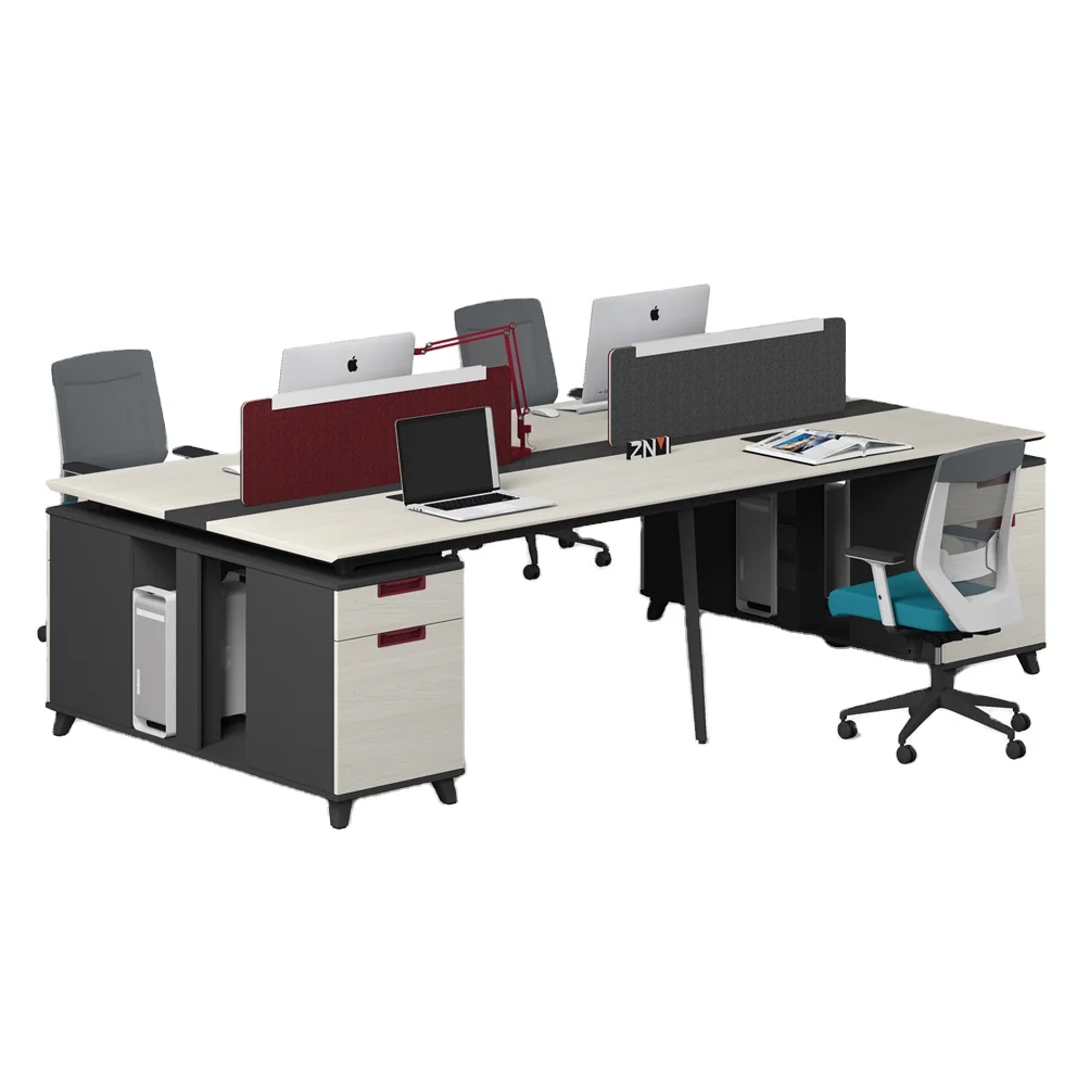 Black Aluminum frame 4 person workstation, modern design office table photos