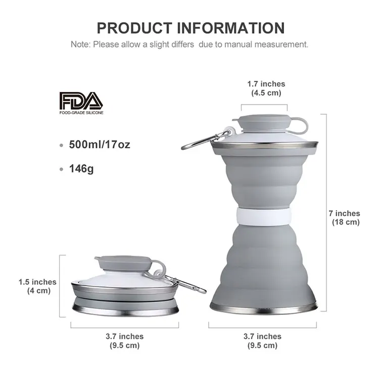 Free sample  Ecofriendly Sport Drinkware Shaker Protein Cycling Water Bottle Bpa Free Foldable Bottle Silicon Collapsible