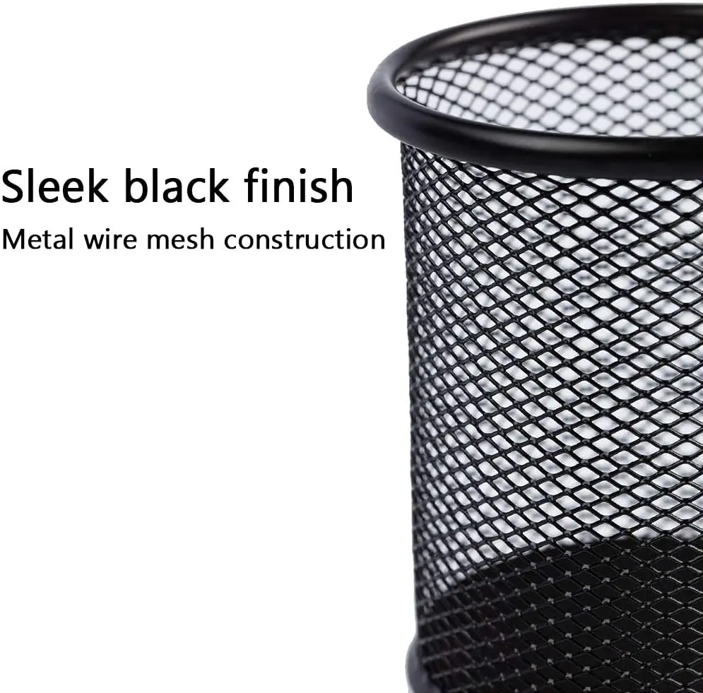 4 Packs Metal Pen Cup Desk Pen Organizer Case Wire Mesh Pencil Holder