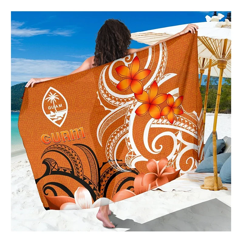 Guam Sarong Customized Printing Elegant and Luxury Pattern Wholesale Beach Wrap Sarong for Women Swimsuit Hawaiian Pareo Dress
