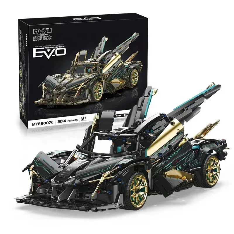 Конструктор Moyu 88007C 1:10 черный золотой Apollo спортивный автомобиль статическая версия наборы строительных блоков меняющая взрывоопасную форму для детей игрушки мальчиков