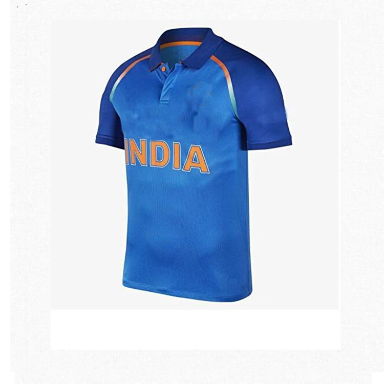 100% Polyester Sports Training Blue Custom Indian Cricket Team Jersey
