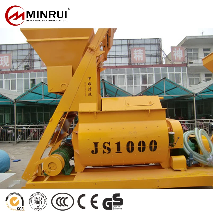 Minrui JS1000 Ladder Climb Concrete Bucket Mixer Trade For Blocks