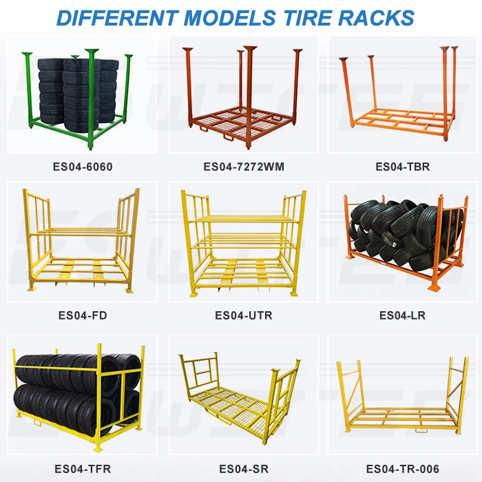 Good Quality Warehouse Stack 4-6 High Heavy Duty Folding Metal Steel Post Pallet Tyre Stacking Racks