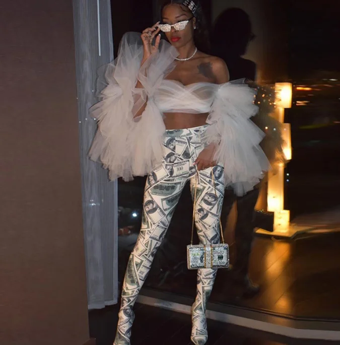 
XG3527 2020 The new fall fashion slim print foot pants not shoes 