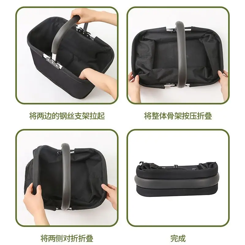 Wholesale Customized Foldable Shopping Handheld Basket Reusable Metal Storage Shopping Baskets