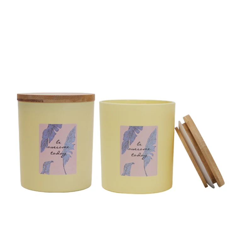Custom Luxury Recycled Flawless Cute Modern OEM ODM Frosted Wooden Lid Round Bottom Glass Candle Jars With