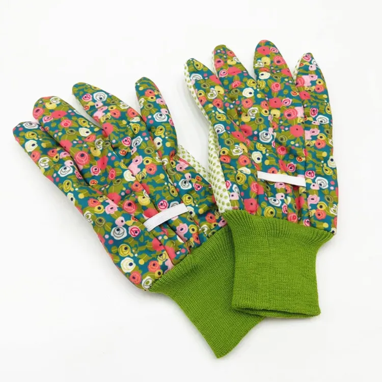 PVC Dots Beautiful Lady Lively Colorful Red Polka Dotted Garden Canvas Working Gloves Homeware Gift Range Female Workers Wear