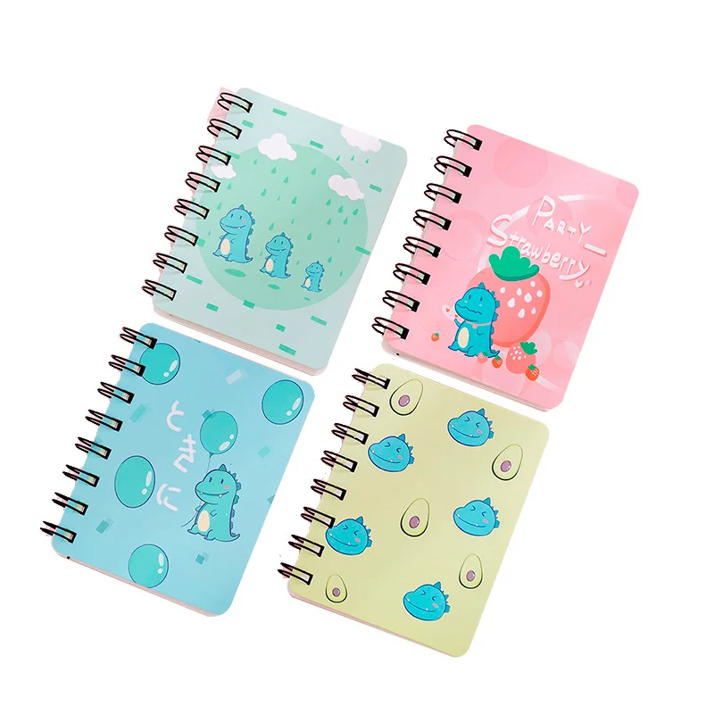 Wholesale Student Stationery Rounded Corners Cute Dinosaur Double Spiral Coil Mini Notebook For Children