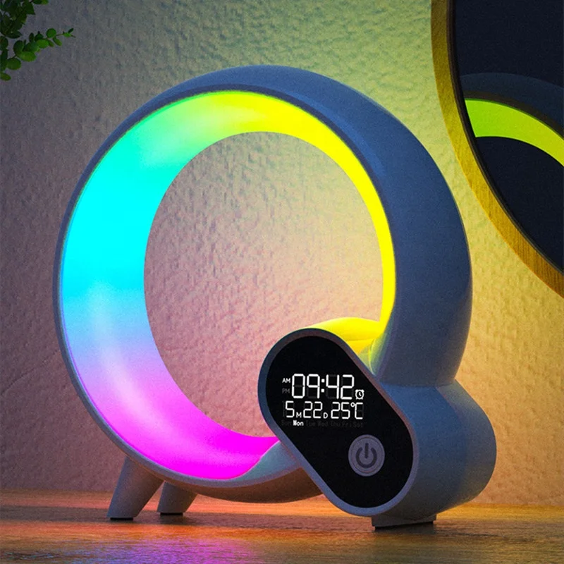 Lonvel Big G Smart Colorful Atmosphere Light Mobile Phone Wireless Charge Creative BT Speaker Bedside Night Light Christmas Gift