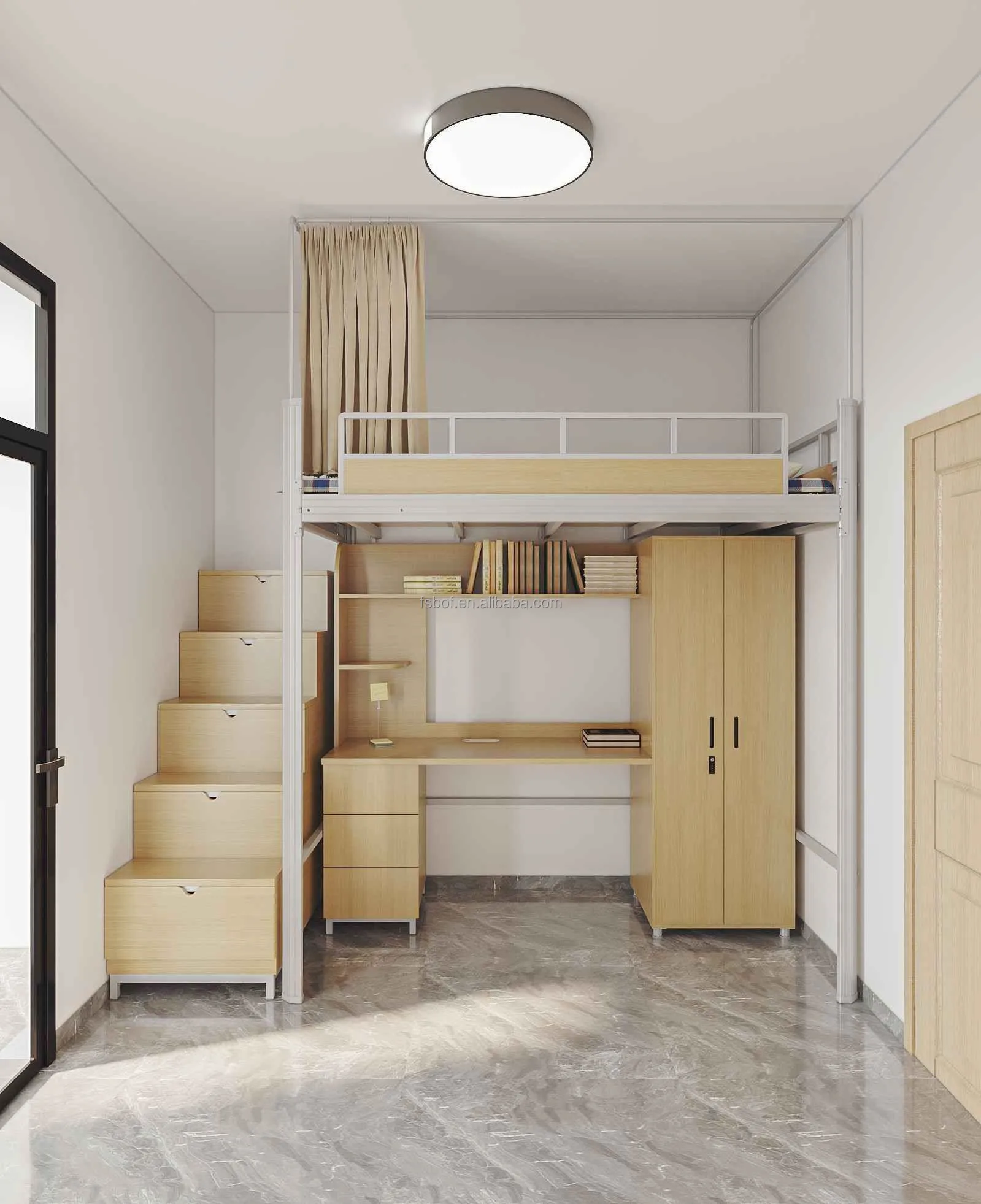 Campus furniture cheap wall bunk bed with wardrobe adult metal bunk beds with desk  bunk beds set