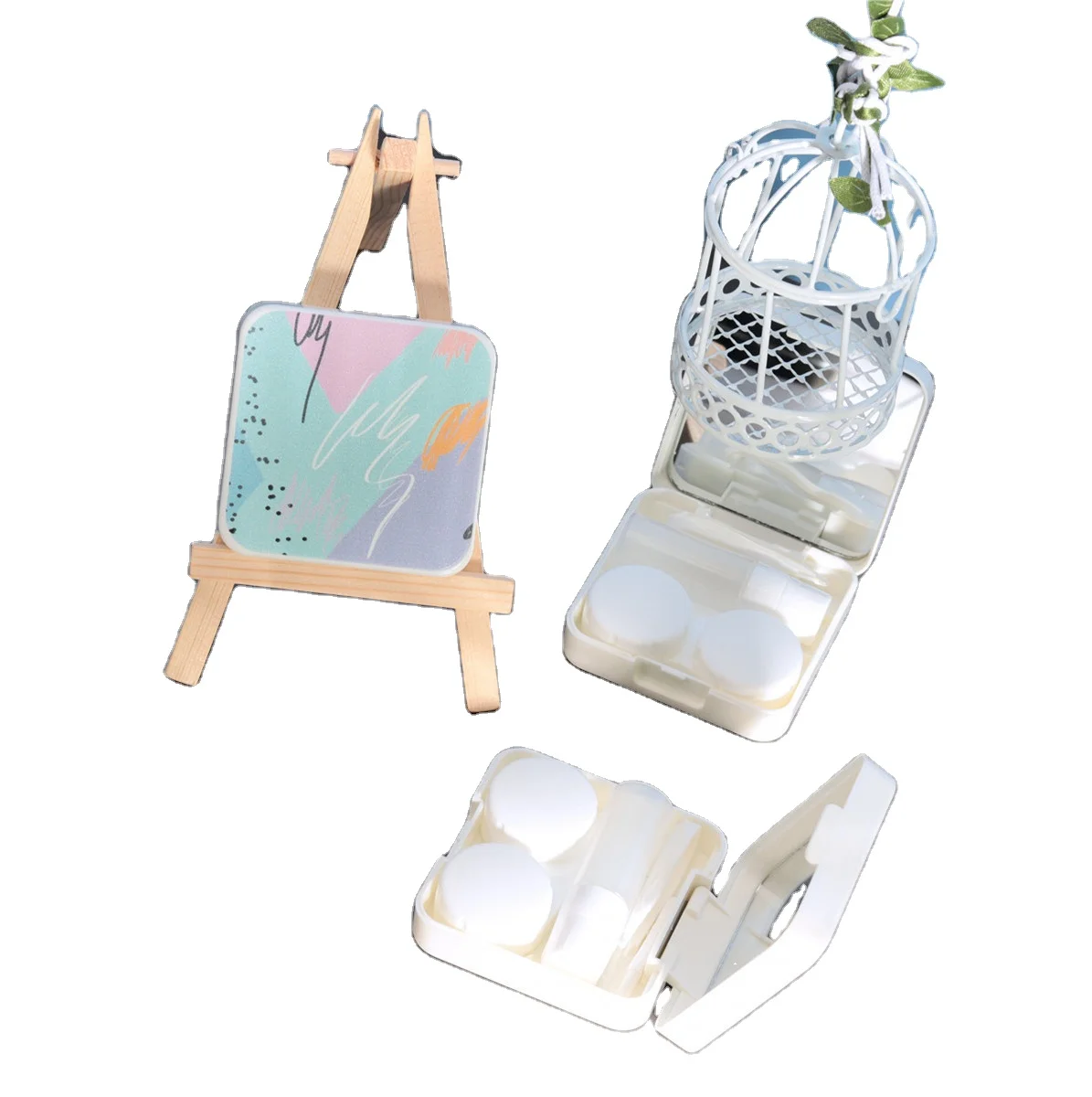 INS Art Eye Contact Case Box Lenses Customized Wholesale Contact Lens Case with Mirror