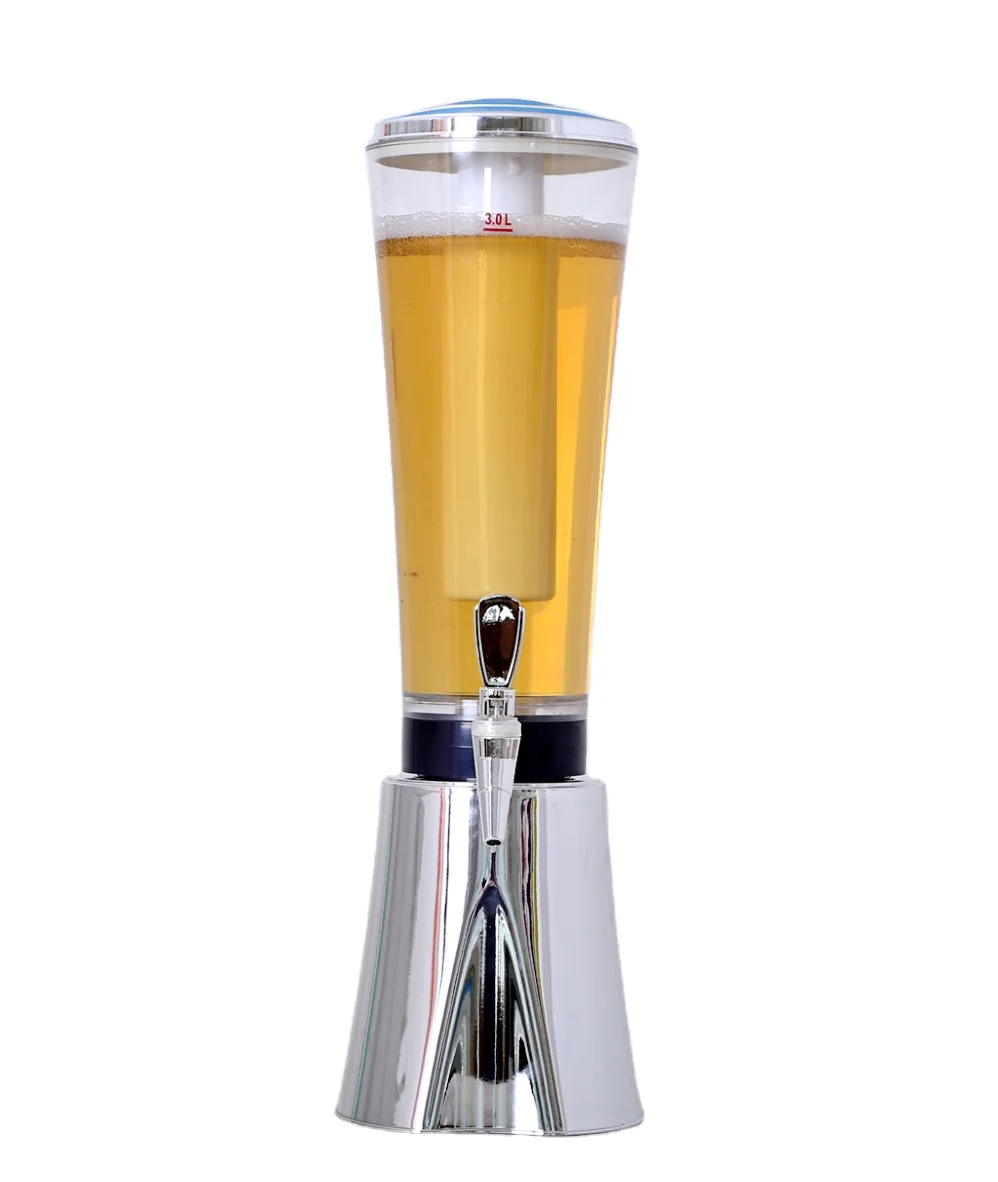 Drop resistant Juice Drink Dispenser Hotel self-cooling wine bucket Beer Tower Dispenser with ice tube
