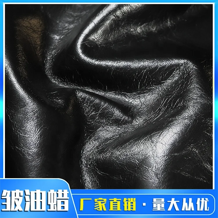 New first layer cowhide wrinkled oil wax leather shoes material bag clothing