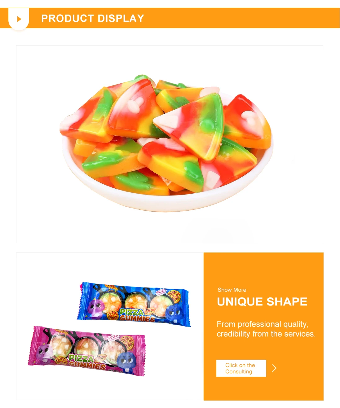 Best Sale Fruit Gummy Chewy Candy Gomas De Dulces Pizza Gummy Candy for Supermarket
