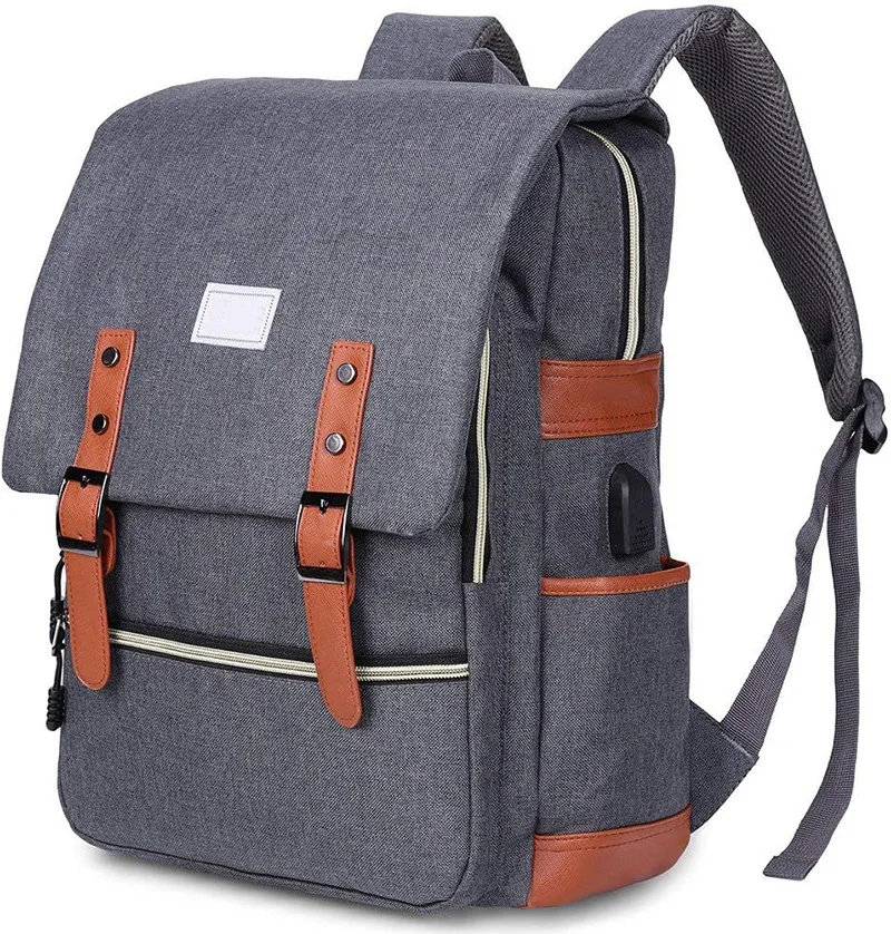 new computer backpack personality retro male and female outdoor canvas large travel bag fashion backpack with USB