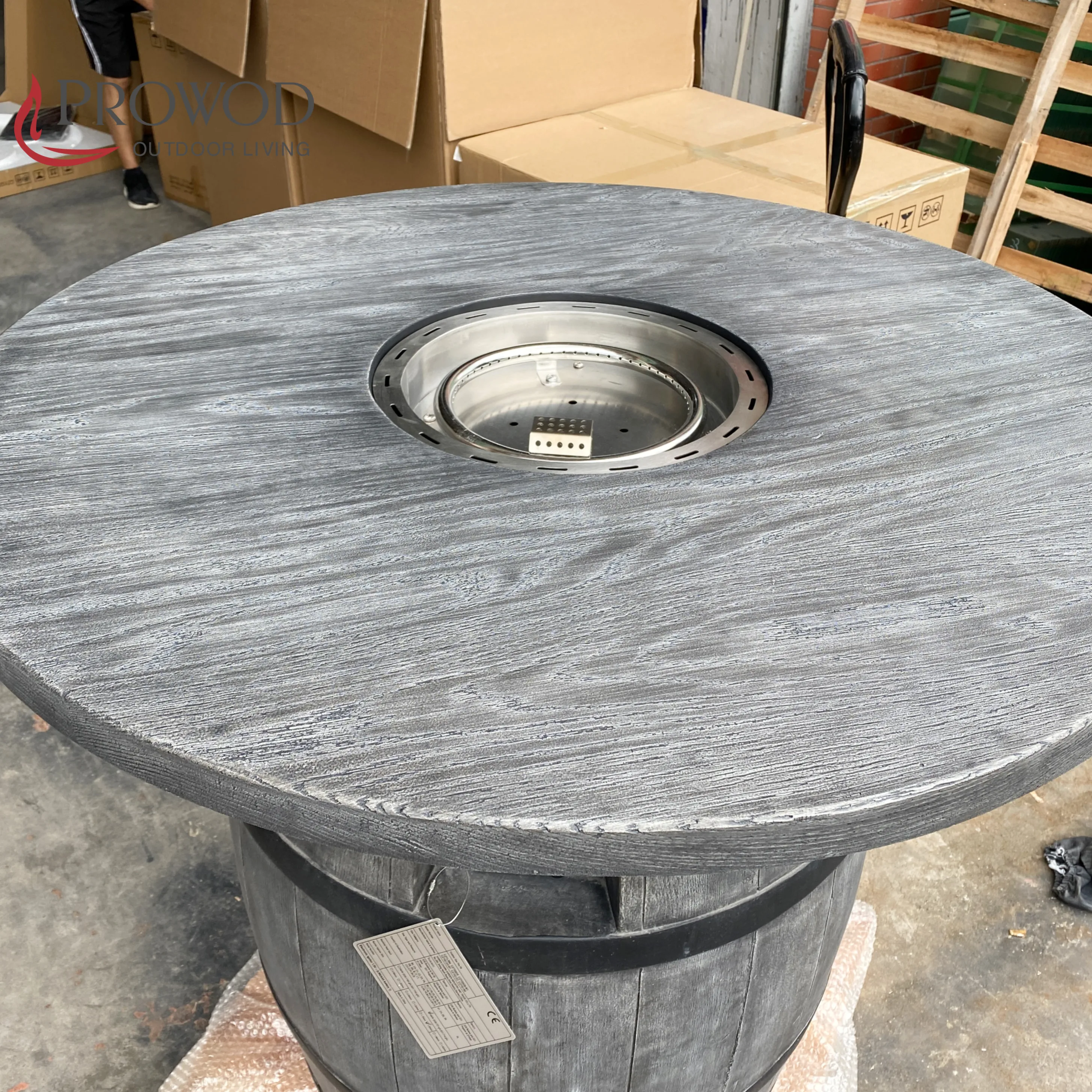 Hot Selling Barrel Shape Concrete  Gas Firepit/ Outdoor Garden Fire Table